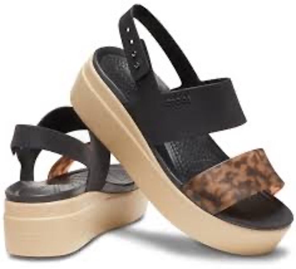 Crocs Women's Brooklyn Black Tortoise Low Platform Wedge Size 10 207864 *EUC